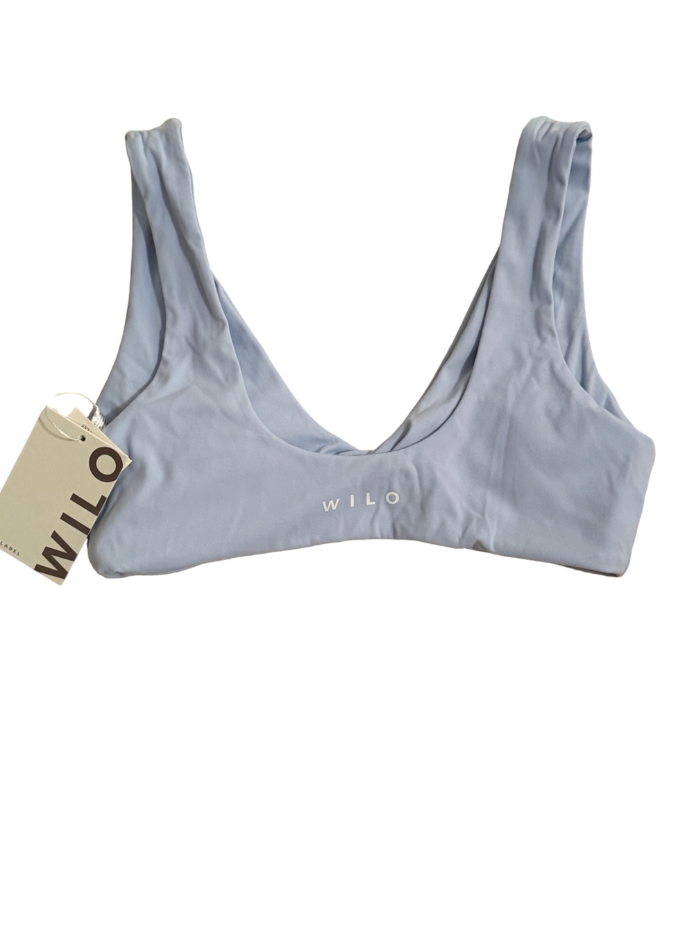 Wilo The Label Twist Sports Bra & V Waist Biker Short Set Powder Blue M NWT - Picture 5 of 8